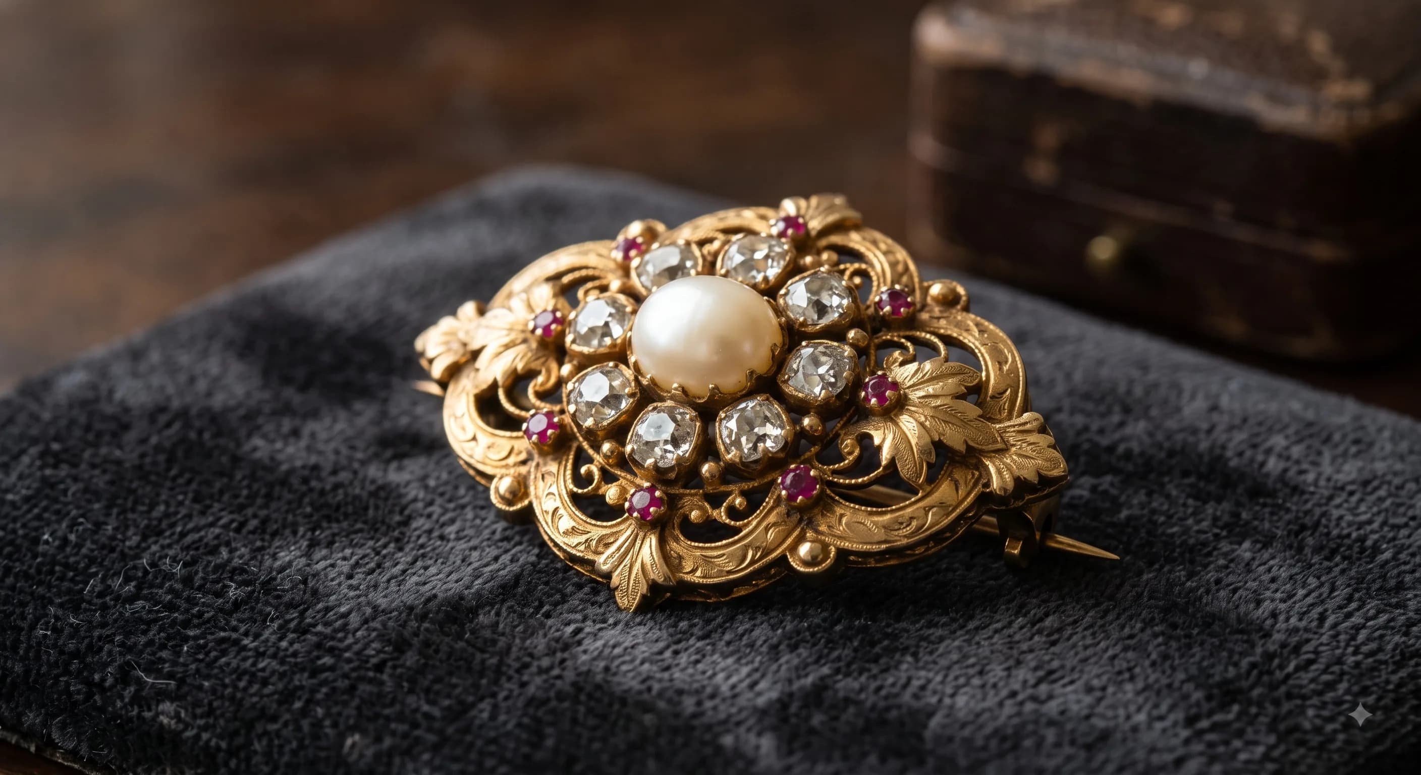 Antike goldene Brosche im Vintage-Stil