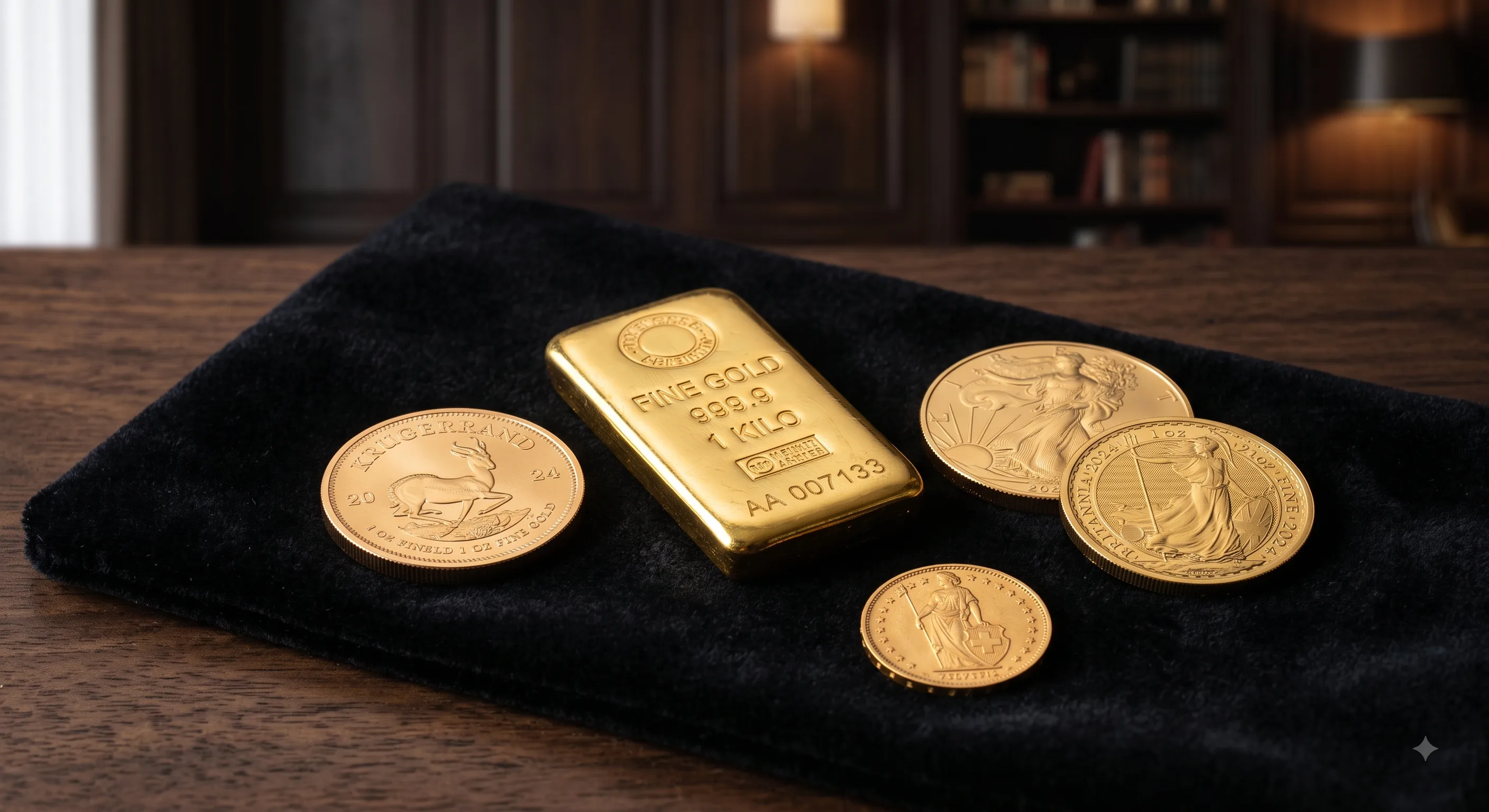 Goldmünzen und geprägte Barren